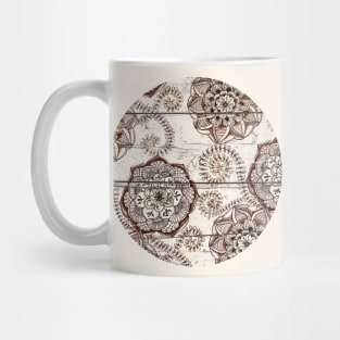 Coffee & Cocoa - brown & cream floral doodles on wood Mug